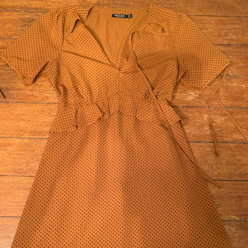 Brown dress with black polkadots  XS